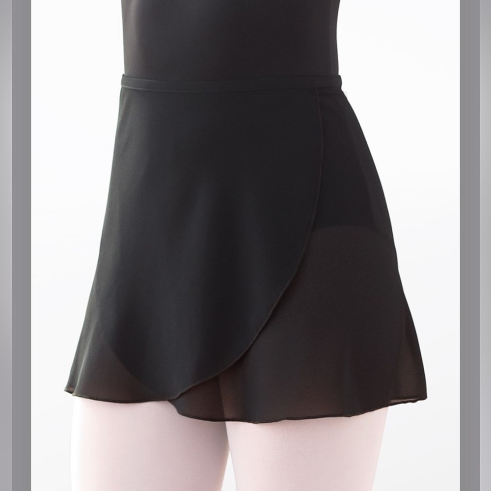 NWT Weissman Dancewear Black Georgette Tie Waist Wrap Skirt Size Small Adult SA